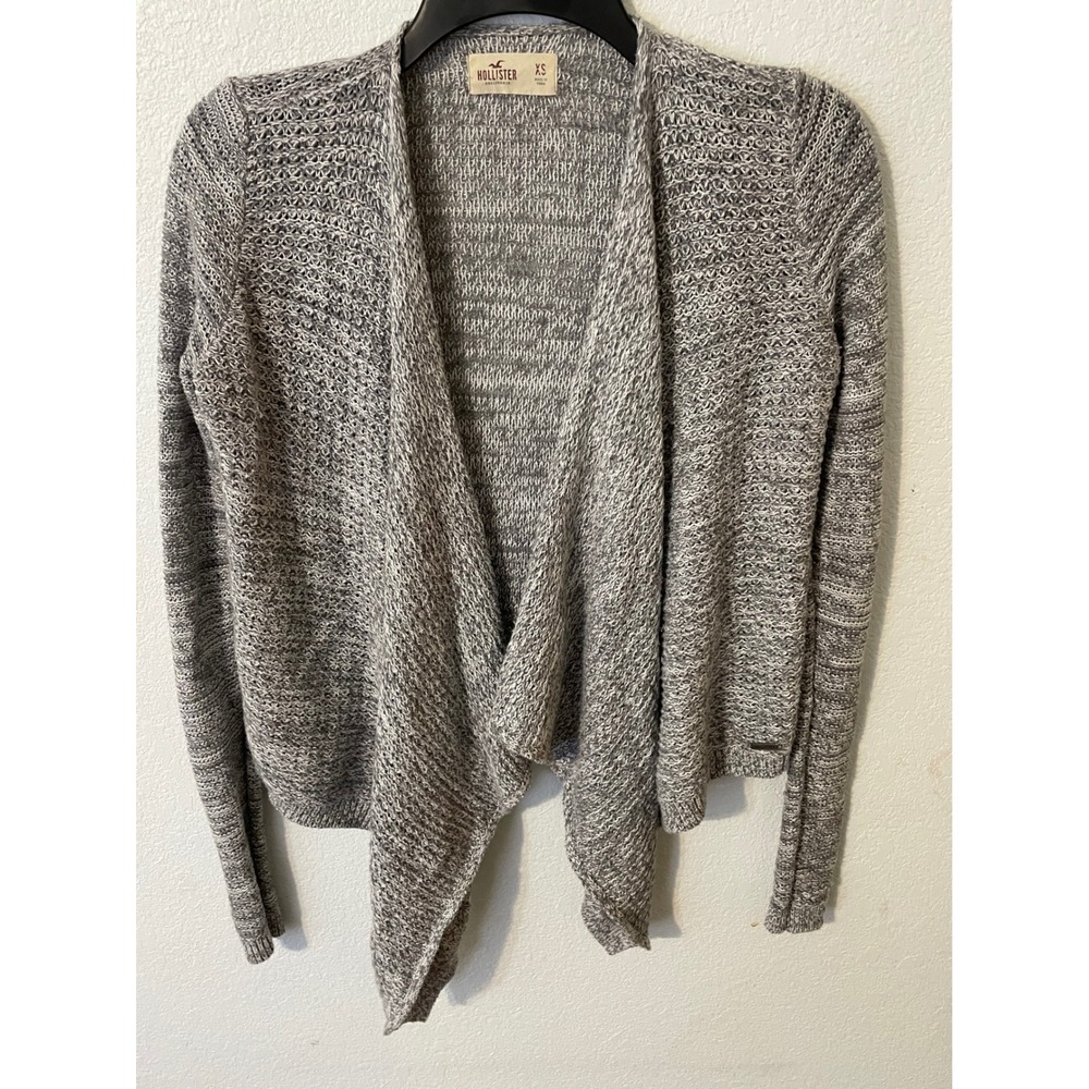 Hollister Women's XS Gray Marled Open Front Cardigan Sweater